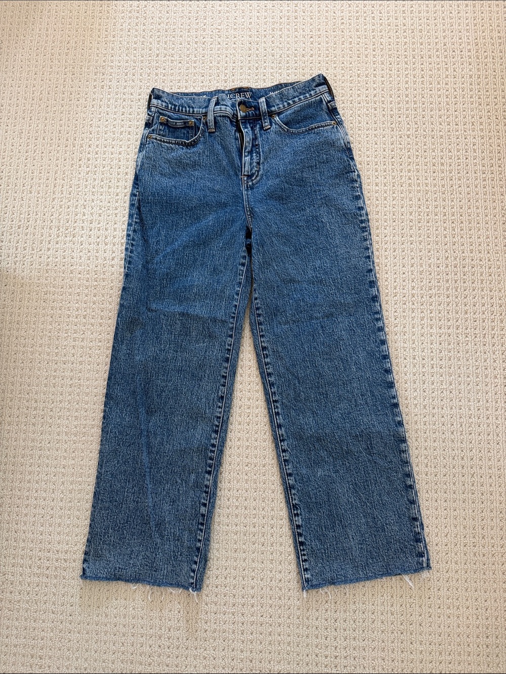 J. Crew Women's Straight-Wide Leg Denim Jeans in Medium Blue Wash